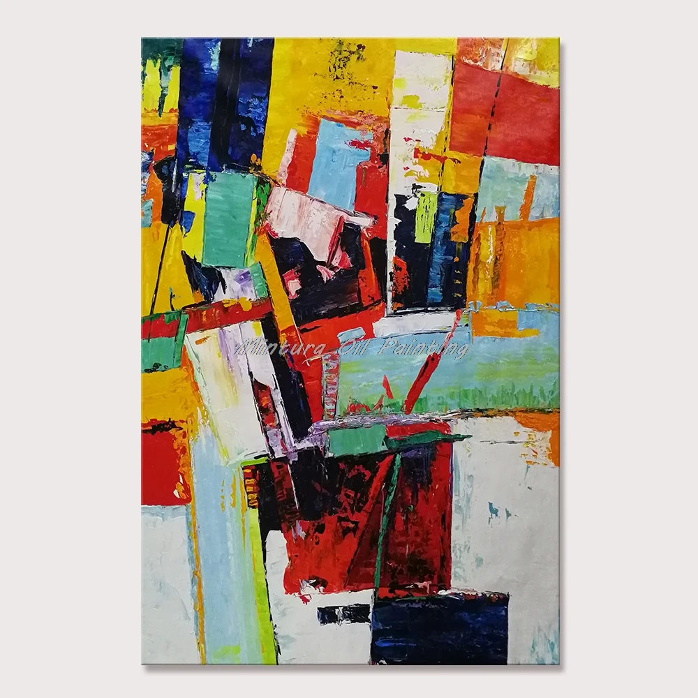 

Mintura Handpainted Abstract Thick Texture Color Oil Paintings on Canvas,Modern Wall Art Picture for Living Room,Home Decoration
