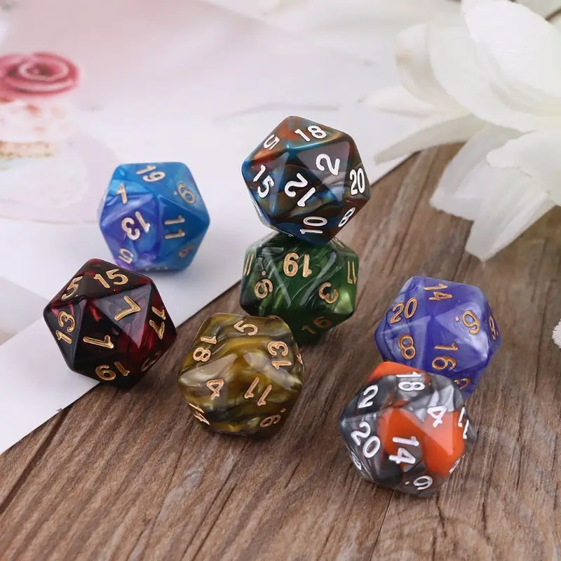 7pcs D20 Polyhedral Muti-sided Dice Numbers Dials Table Board Role Playing Game for Bar Pub Club Party 7pcs d4 d20 acrylic polyhedral dice 20 sided dices table board role playing game for bar party drop shipping