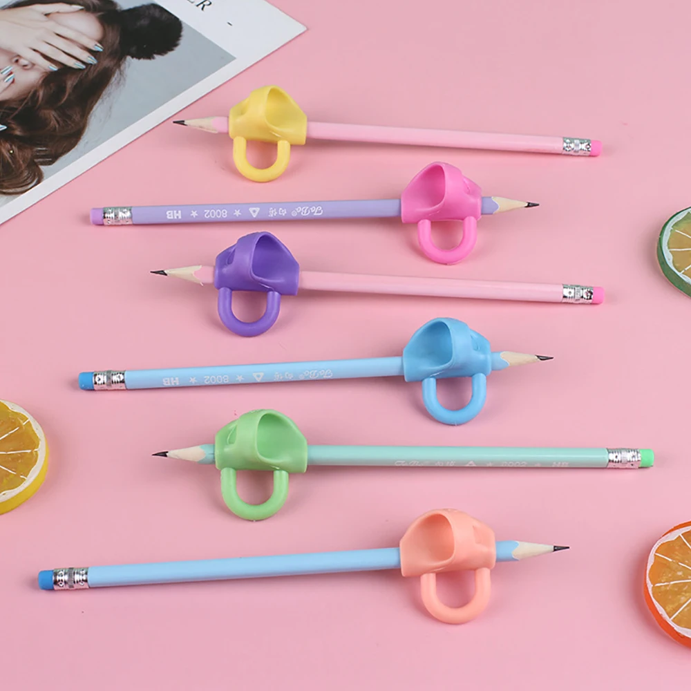 1PC Drei-Finger Kinder Bleistift Stift Halter Silikon Student Haltung Richtige Lernen Schreiben Werkzeuge Richtige Geräte Zufällige Farbe – Detail 6