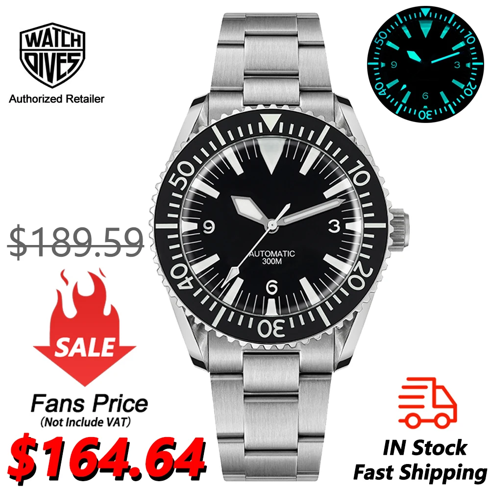 

Watchdives WD1967 Sharkmaster 300 Watch NH35 Automatic Bubble Sapphire Crystal Wristwatch Stainless Steel BGW9 Luminous Watches
