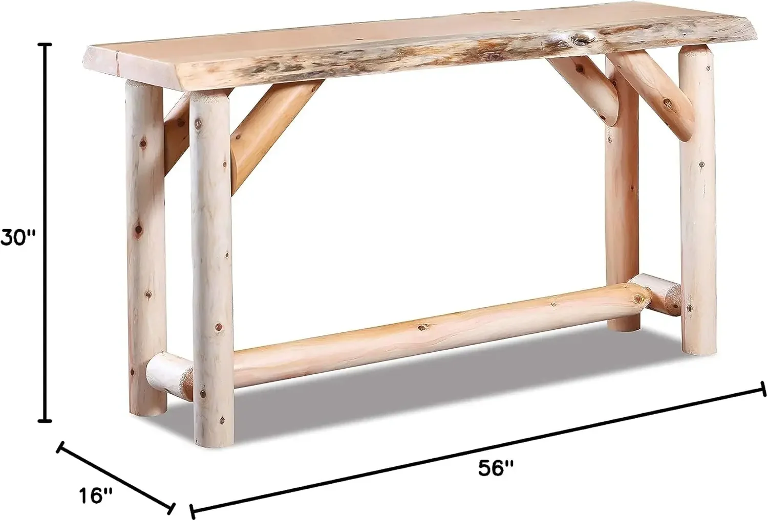 Live Edge Log Sofa Table (Natural) — Rustic Live Edge Log Furniture 3