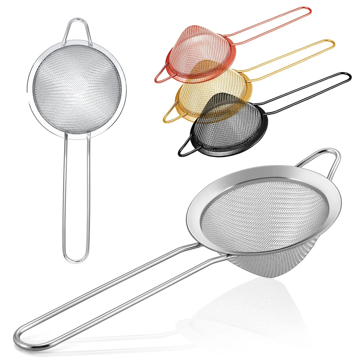 Fine Mesh Strainer 304 Stainless Steel Conical Sieve Tea Strainer with Long Handle for Cocktail Bar Coffee Juice Filtering Tools cocktail shaker strainer cocktail bar tool set