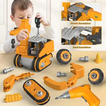 Kids Engineering Vehicle Electric Drill Tool Screw Toys Nut Disassembly Children Educational Assembled Sets For Boys Gift 1
