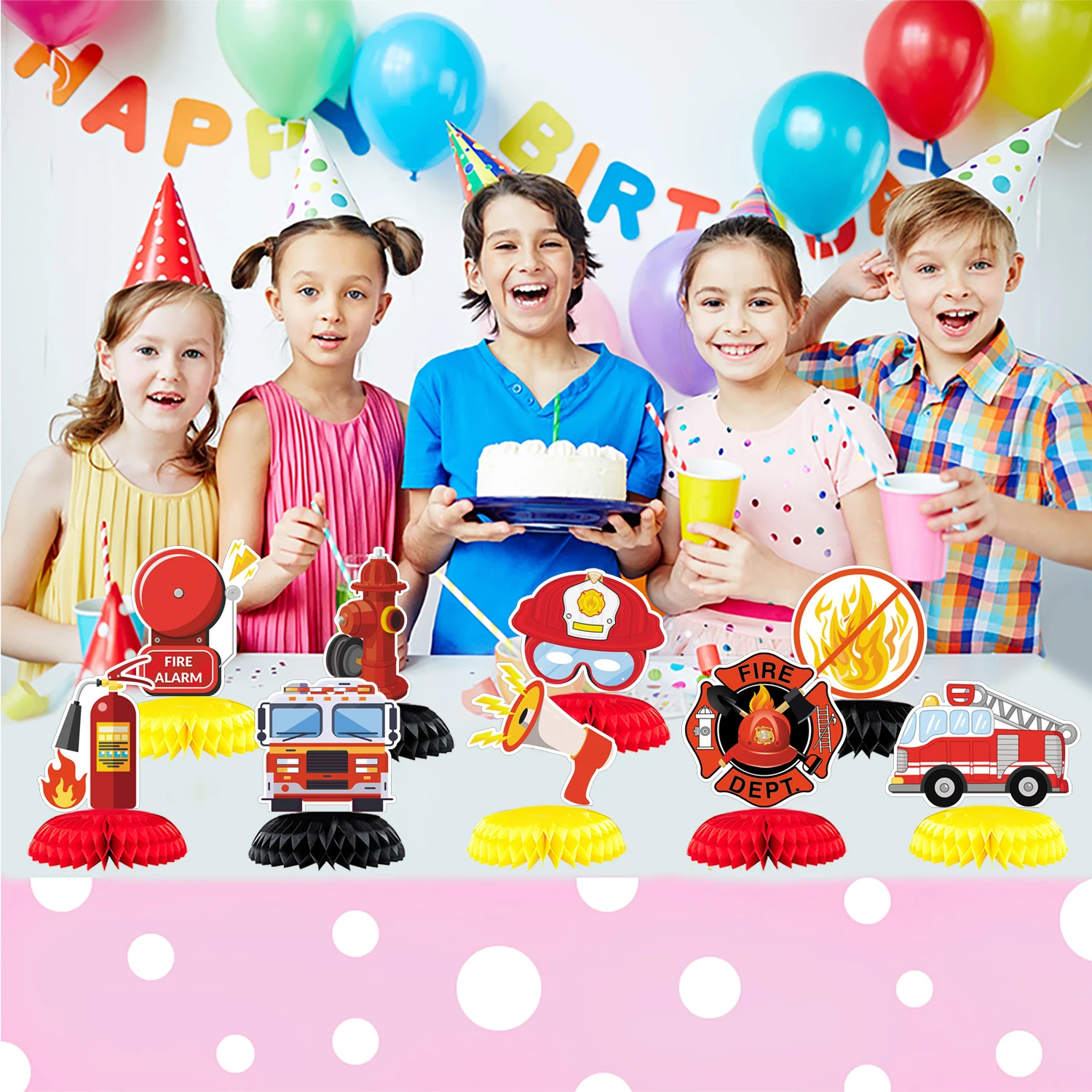 Feuerwehrhelden Geburtstagstorten-Dekoration Jungen Geburtstagstorten-Topper Feuerwehrmann Feuerwehr-Rettung Feuerwehrauto Feuerwehr-Party-Deko Kindergeschenk – Detail 9
