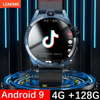 남성용 스마트 워치 GPS 위치 캠버 스크린 스마트 워치, 안드로이드 OS 9 SIM 카드, 와이파이 듀얼 카메라, 화상 통화, 4G NET 128G Rom T1