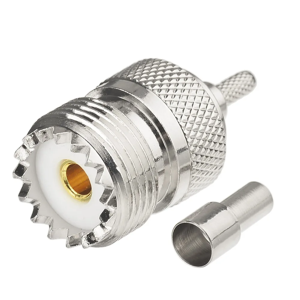 Superbat UHF Crimp Female RF Coaxial Connector for Cable RG174 RG178 RG316 LMR100 - Durable Electronic Component