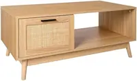 Living Room Coffee Tables,Mid Century Modern Coffee Table with Storage, Walnut Tea Table with Drawer 1
