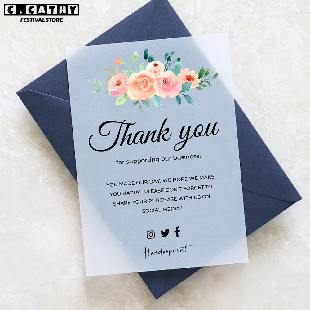 

Custom Cards Sulfuric Acid Paper Thank You for Small Business Personalized Logo Wedding Invitation Birthday Greeting Postcard