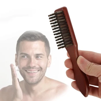 Parrucchiere Manico in legno Spazzola per pulizia setole di cinghiale Spazzola per pulizia barba morbida Uomo Barbiere Barba Rasatura Strumenti per lo styling
