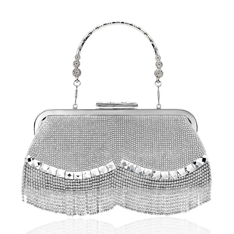 Women Banquet Handbags 2022 New Diamond-Studded Tassel Evening Bags Femme Wedding Purse Dress Beaded Party Clutch