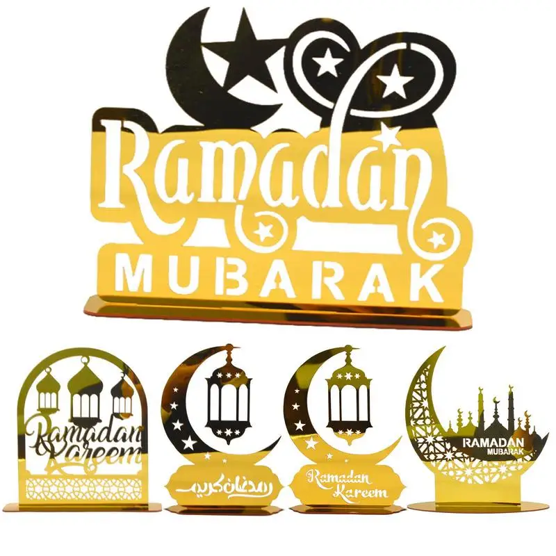 

Acrylic Religious Ornament For Home Ramadan Kareem Moon Star Lantern Lights Double Sided Religious Moon Star Decorations