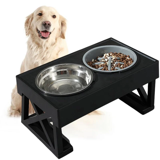 Elevated Dog Bowls with Slow Feeder,Raised Dog Bowl Stand for Large Dogs  Adjustable Height with