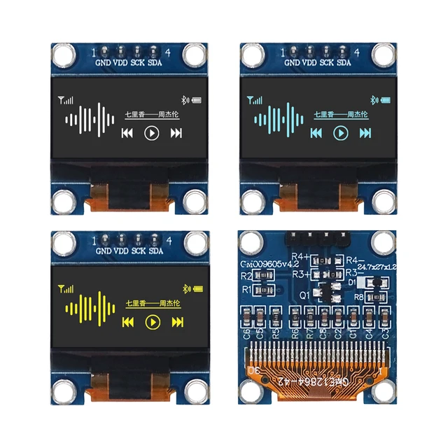 3PCS Display OLED 0,96'' I2C - 128x64 Pixel, Compatibile Con Arduino E Raspberry Pi, Blu E Giallo - Foto 3