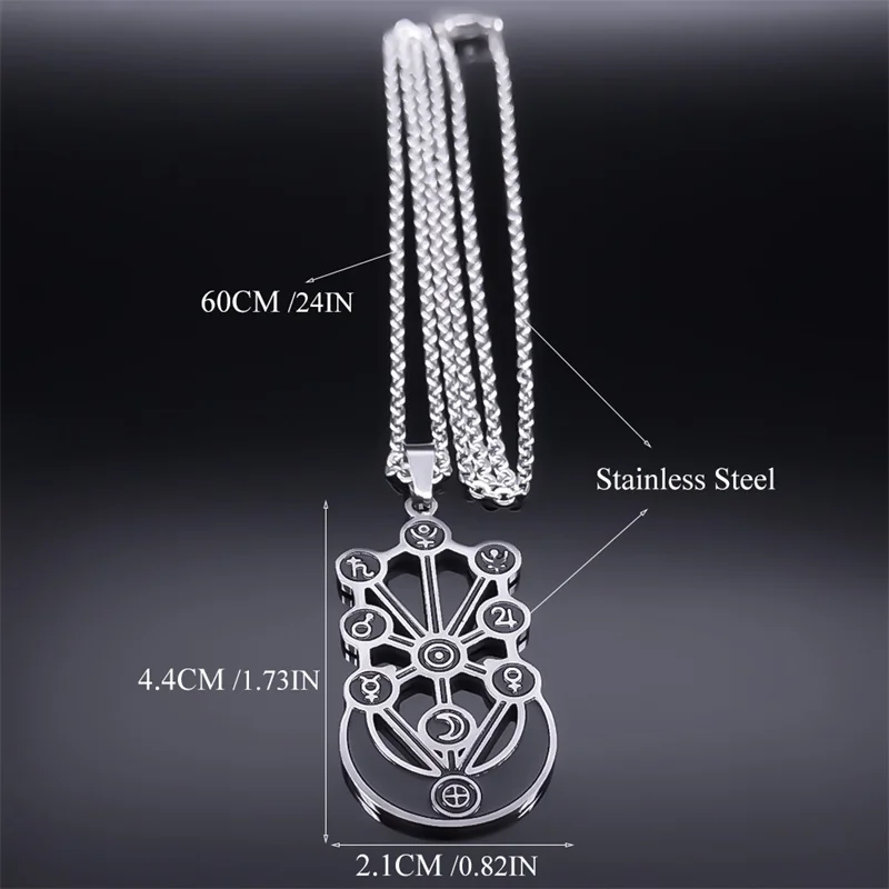 Kabbalah Sephirot Tree of Life Crescent Moon Necklace Cabala