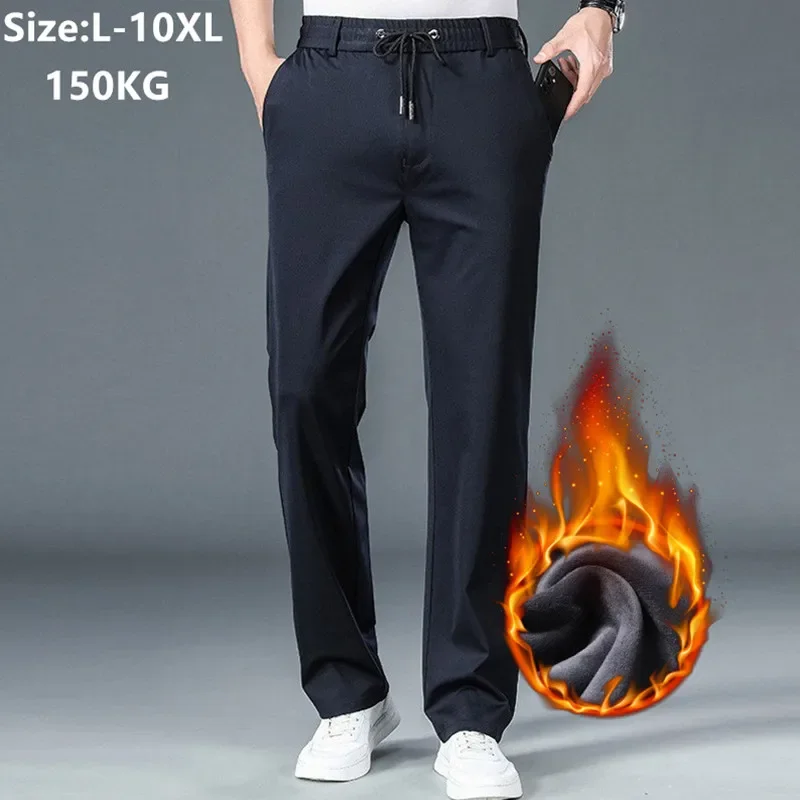 Plus-Size Men’s Fleece-Padded Straight Pants – Autumn & Winter Essentials