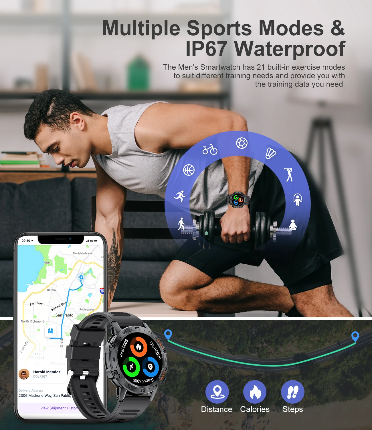 LIGE Smart Watch New1.39" Bluetooth Call Men Outdoor Sport Fitness Heart Rate Health Monitoring Smartwatch for Android IOS Phone