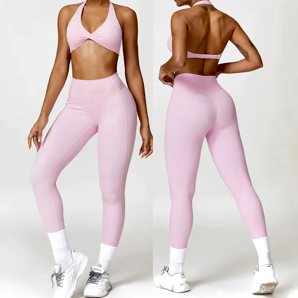 Sport Bra Leggings Suit 2PCS Yoga Set Nude Feeling Workout Sets Women Tracksuit Gym Push Up Fitness Running Workout Sportwear yoga set sports set gym workout set sportswear set fitness set sports bra set