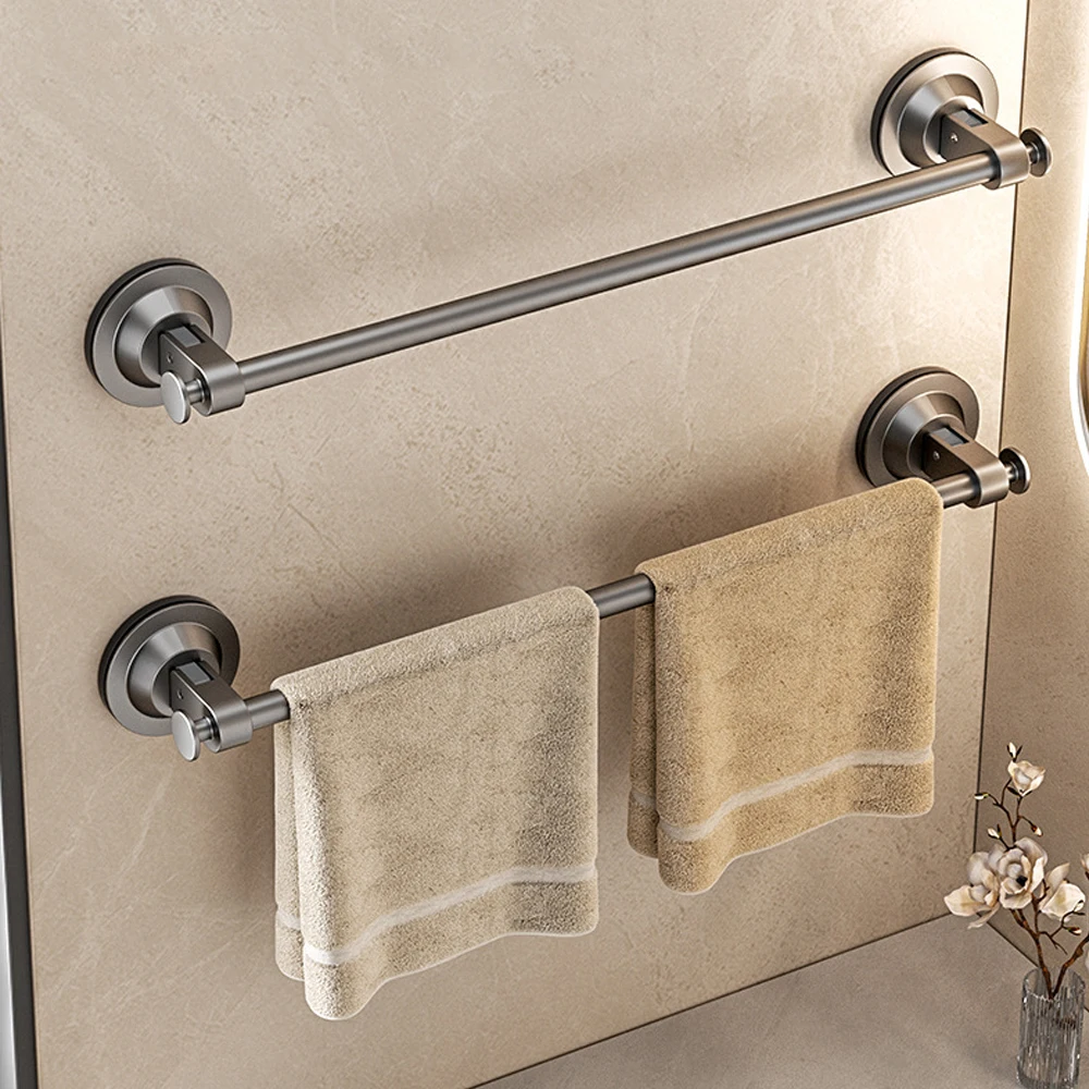 Wall Mounted Towel Rack Bathroom Storage Rack No Drilling Bar Towel Kitchen Bathroom Accessories Suction Cup Shelf