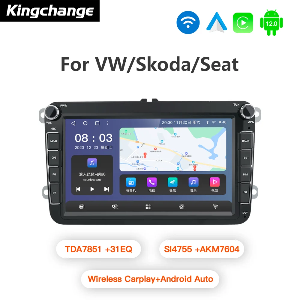

Kingchange 8" Android 12 Car Radio multimedia player For VW Volkswagen Passat B7 B6 Golf Touran Polo Tiguan Jetta Carplay GPS
