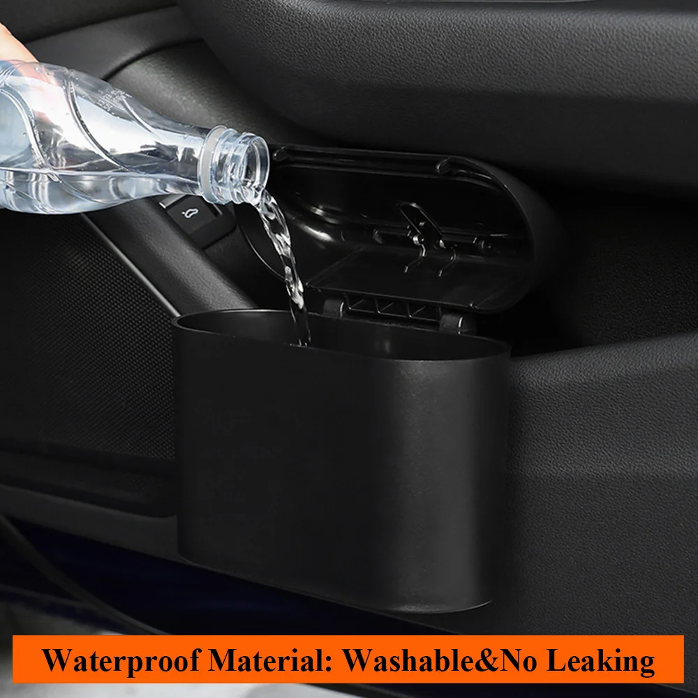 Portable Plastic Car Storage Box Car Trash Can Lid Garbage Waterproof Box Mobile Trash Bin Storage Bucket with Bags