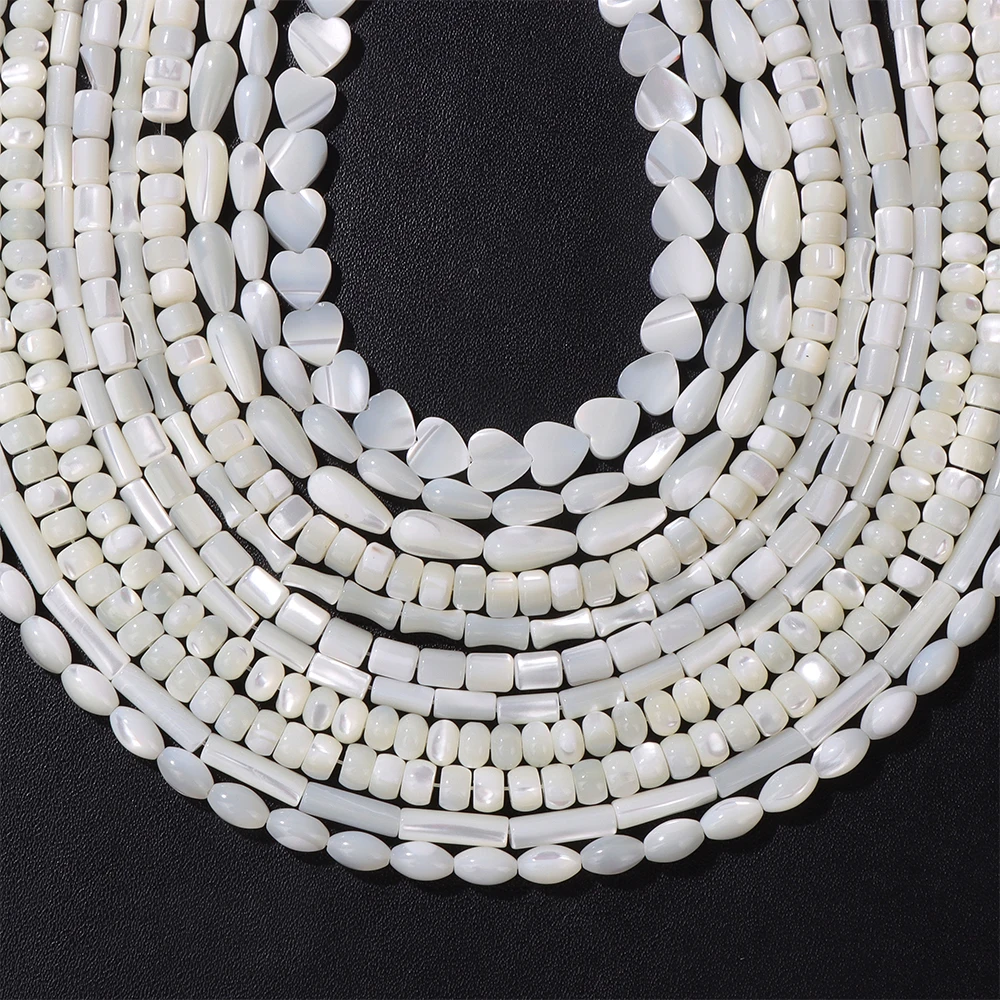Natural White Freshwater Pearl Loose Beads - 8-9mm Rondelle, 15 Strand, Center-Drilled