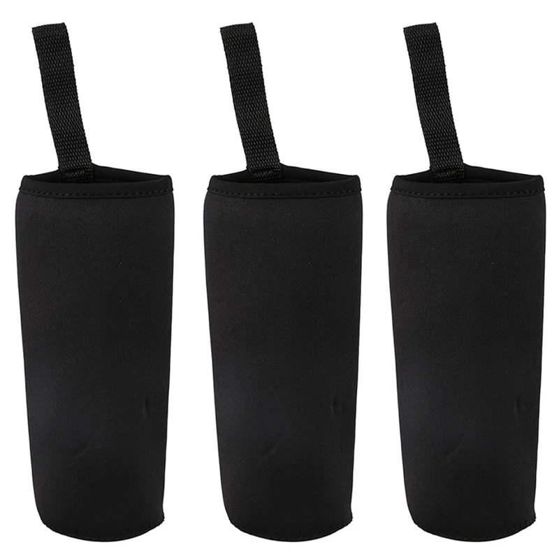 3x Neopreen Beker Thermische Isolatie Cup Cover Waterfles Cover Houder 360Ml - 550Ml (550Ml Zwart)