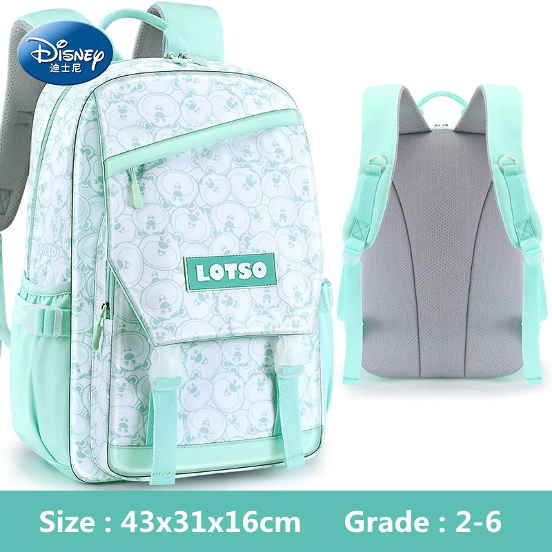 Disney Lotso School Bags For Girls Grade 2-6 Primary Student Leisure Shoulder Orthopedic Backpack Large Capacity  Light Mochilas