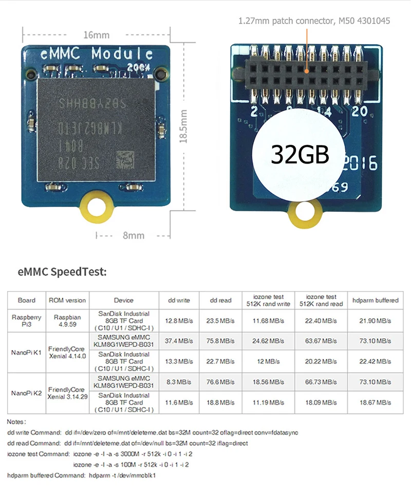 EMMC Module 8GB 16GB 32GB 64GB with Micro SD-compatible Turn eMMC Adapter T2 for