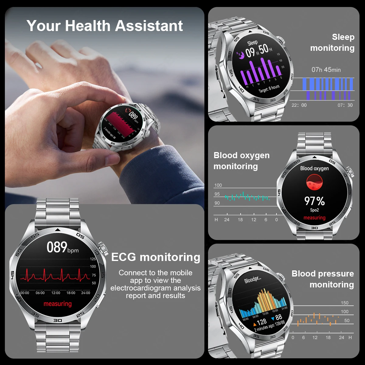 LIGE New ECG AI Healthy Diagnosis Smartwatch For Huawei BT Call Watch 4 Pro+ Heart Rate Blood Pressure Health Smart Watch 2025