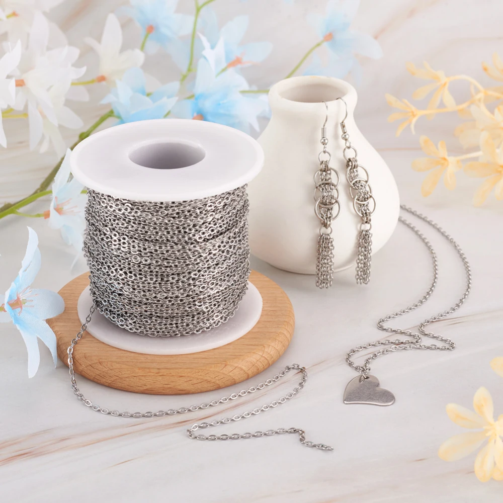 50m/roll Stainless Steel Golden Color Silver Color Cable Chains Links For DIY Handmade Bracelet Necklace Jewelry Accessories