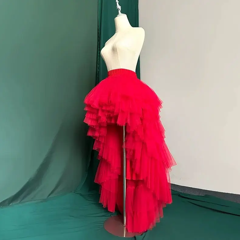 Petticoat Skirt Simple Short Front Long Back Skirt Detachable Mesh Tail Petticoat