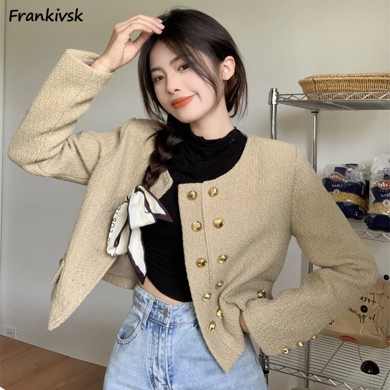 

Женский двубортный комбинированный костюм, элегантный стильный комбинированный уличный костюм во французском стиле с длинными рукавами для отдыха, весна-осень