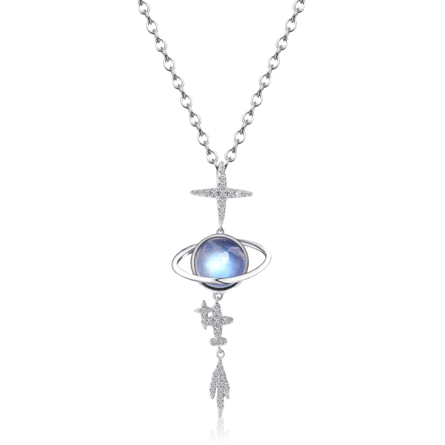 

GEM'S BEAUTY moonstone necklace jewelry for woman silver 925 Topaz Universe Series gift free shipping zircon