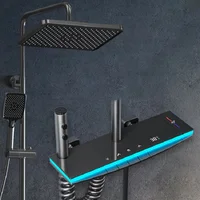 Piano Digital Bathroom Shower Set with Piano Key Digital Display Ambient Lights 12" Rain Shower Head Digital Bath Shower System 2