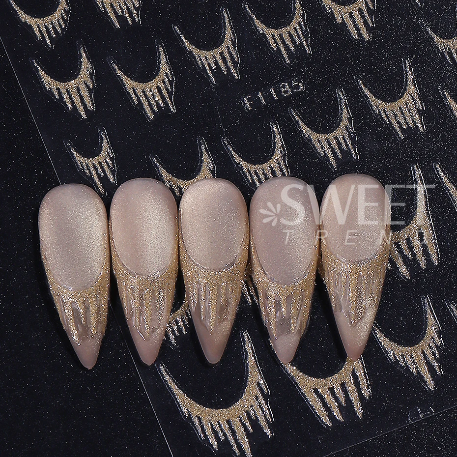 4pcs French Stripes Line Nail Art Stickers Holographic Gold Silver Glitter Line Simple Slider Nail Decal DIY Manicure Decoration