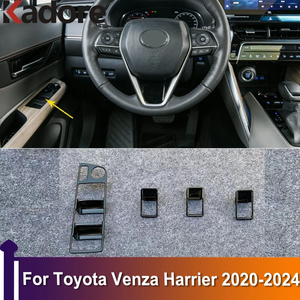 

Для Toyota Venza Harrier 2020-2023 2024, аксессуары для салона автомобиля, крышка подлокотника двери, задняя панель, фотоэлементы, АБС-пластик, черный