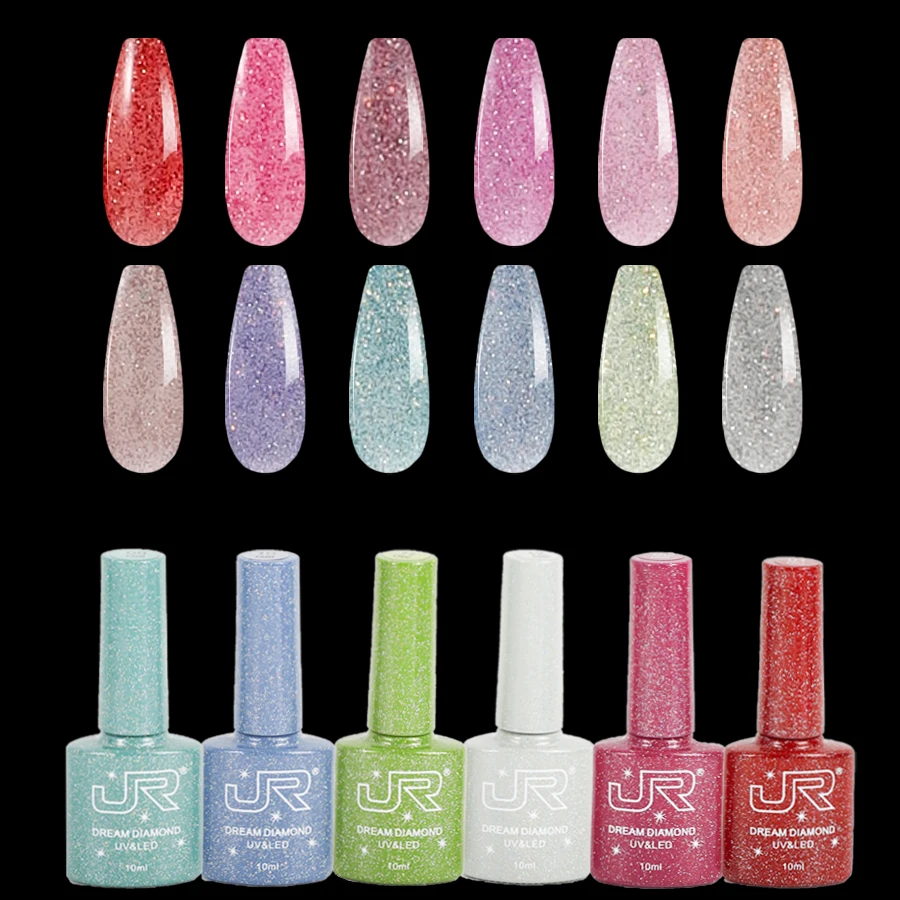 JR 12pcs nail polish glue set, Super flash diamond glue, nightclub disco glue, flash glue UV LED Soak Off Polish Home DIY 4