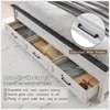 King Wood Bed Frame with 52" Tall Headboard & Footboard, Platform Bedframe with Hidden Storage Drawers, King Bed Frame 6