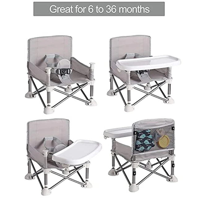 Baby Foldable Portable Dining Chair With Plate Seat Belt Children's Beach Chair Camping Child Comfortable Feeding Seat Baby 2