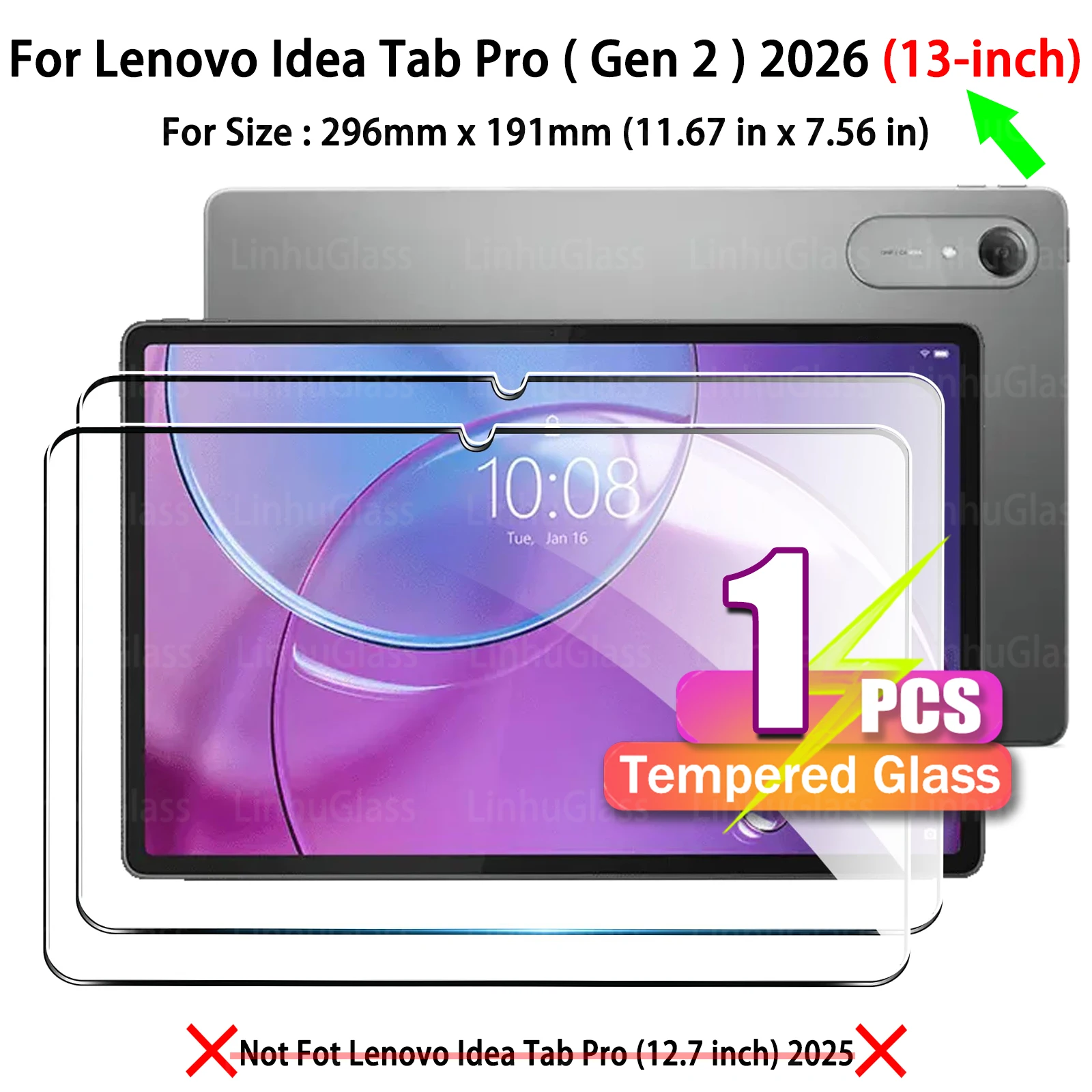 Premium HD Clear 9H Durable Bubble-Free Anti-Scratch Tempered Glass Tablet Screen Protector (13 Inch)
