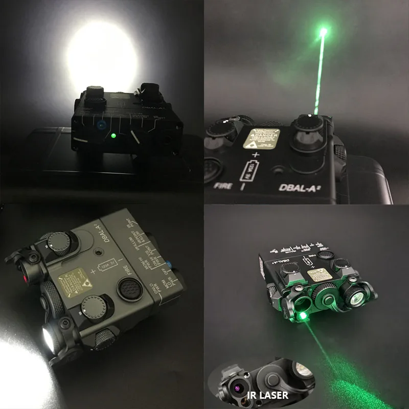 Sotac Tacital Airsoft Mini DBAL A2 CNC Metal Red Green Laser & IR Laser LED White Light with 20MM Mount Hunting PEQ Sight