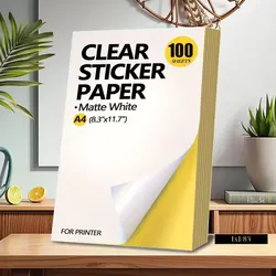 Printable Matte White Vinyl Paper - 100 Sheets of Self - Adhesive A4 Sheets for Inkjet and Laser Printing (SXM)