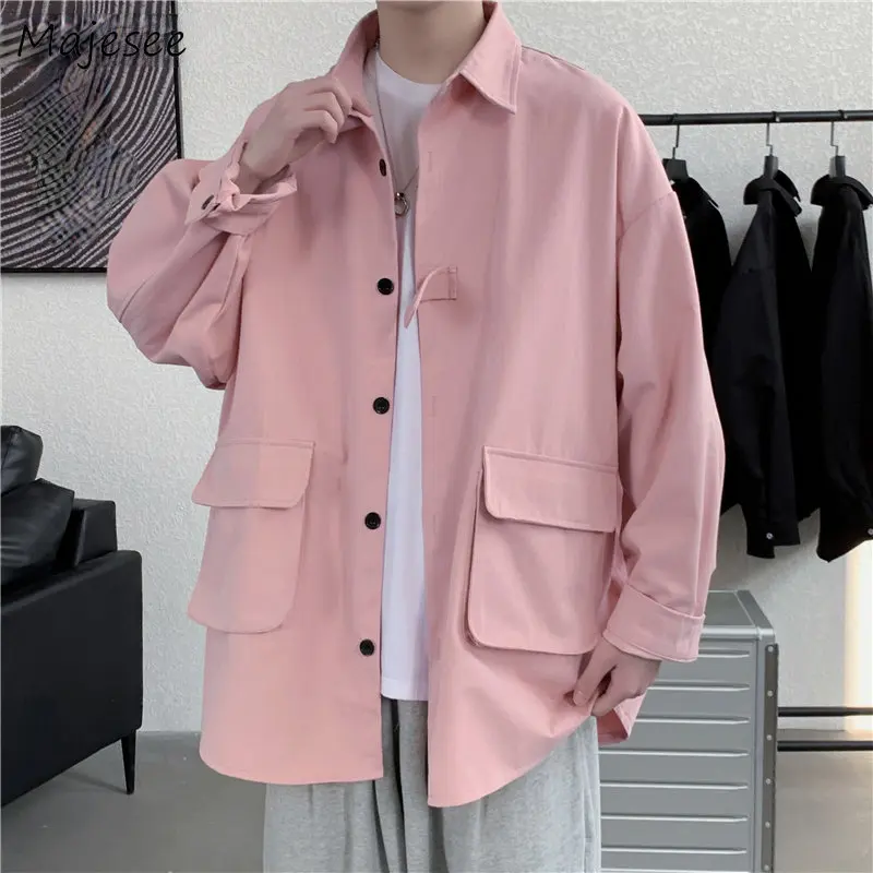 

Cargo Shirts Men Camisa Masculina Japanese Clothing Design Trendy Students Ulzzang High Street Stylish Casual Harajuku Ins Teens