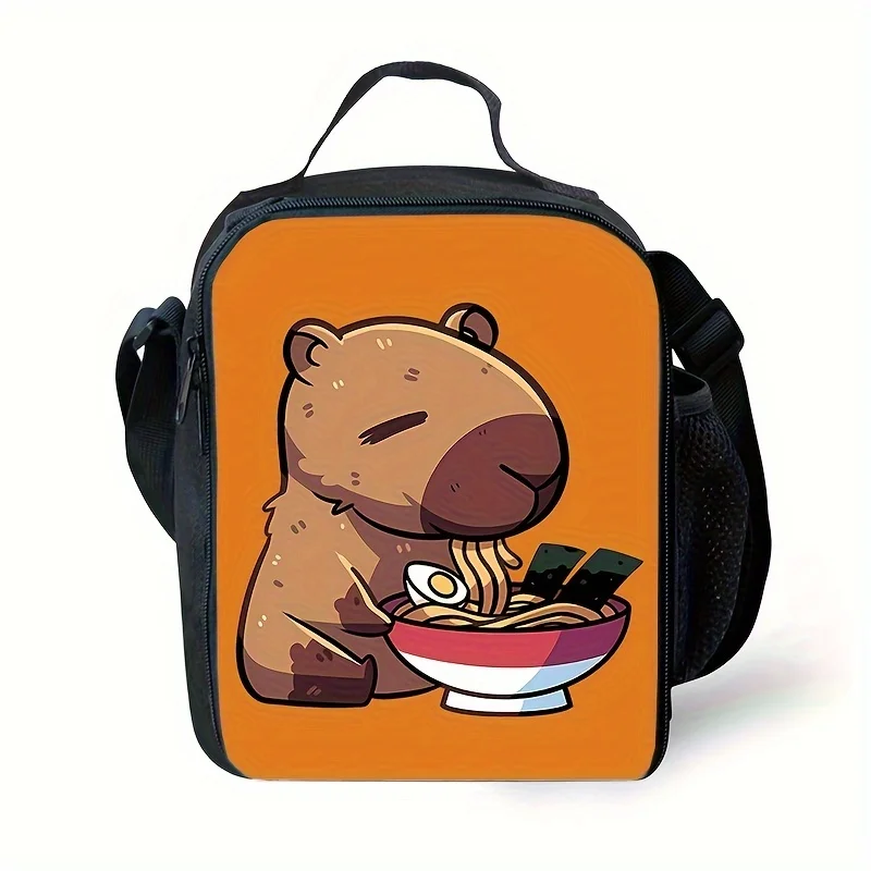 1Pc Boy Cute Capybara Printed Insulated Lunch Bag Large Capacity Party Picnic Camping Beach Bag Waterproof And Leakproof Handbag 6