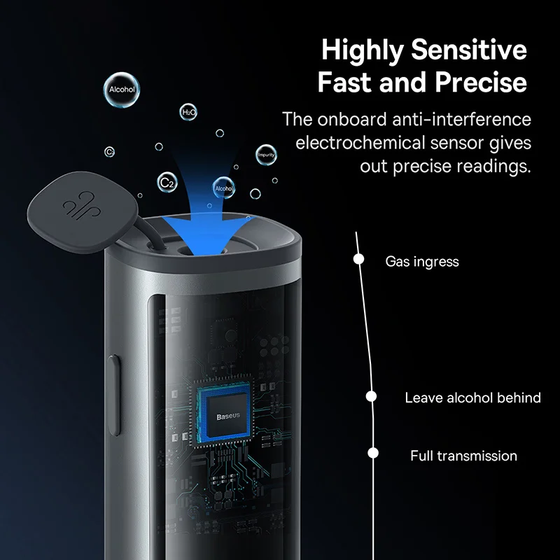 Baseus Alcohol Tester Professional Breathalyzer Alcotest With LED Display Dual Mode Switch For Alcohol Meter Tester