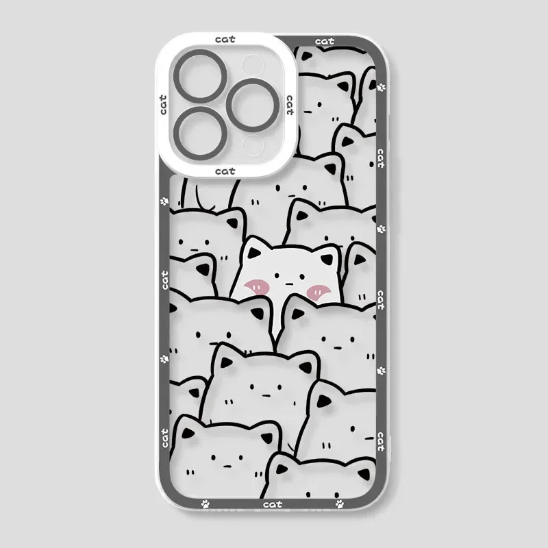 Cute Cartoon Cat Couple Phone Case for iPhone 17 16 15 14