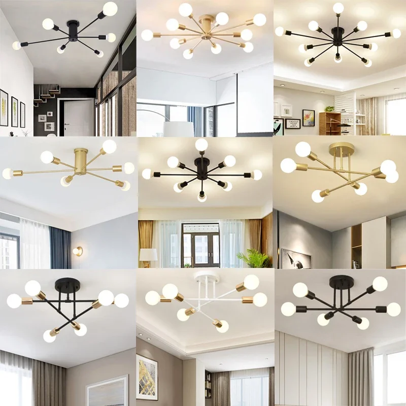Modern Sputnik Ceiling Chandelier Satellite Hanging Lamp Lustre Light Fixture 6 8 10 Iron Spider Home Living Dining Room Decor led chandelier ceiling chandelier