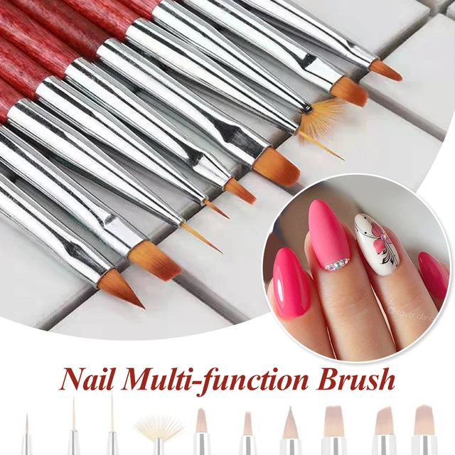 15pcs Nail Acrylic Brush Nail Art Painting Dotting Design Professional  Drawing Lines Apply Daub Gel Manicure Brush Tool Set 0654