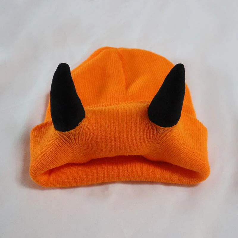 Autumn and Winter Devil Horn Hat Warm Knitted Wool Hat Halloween Horn Baotou Bean Bean Hat New Funny Hip Hop Hat 4