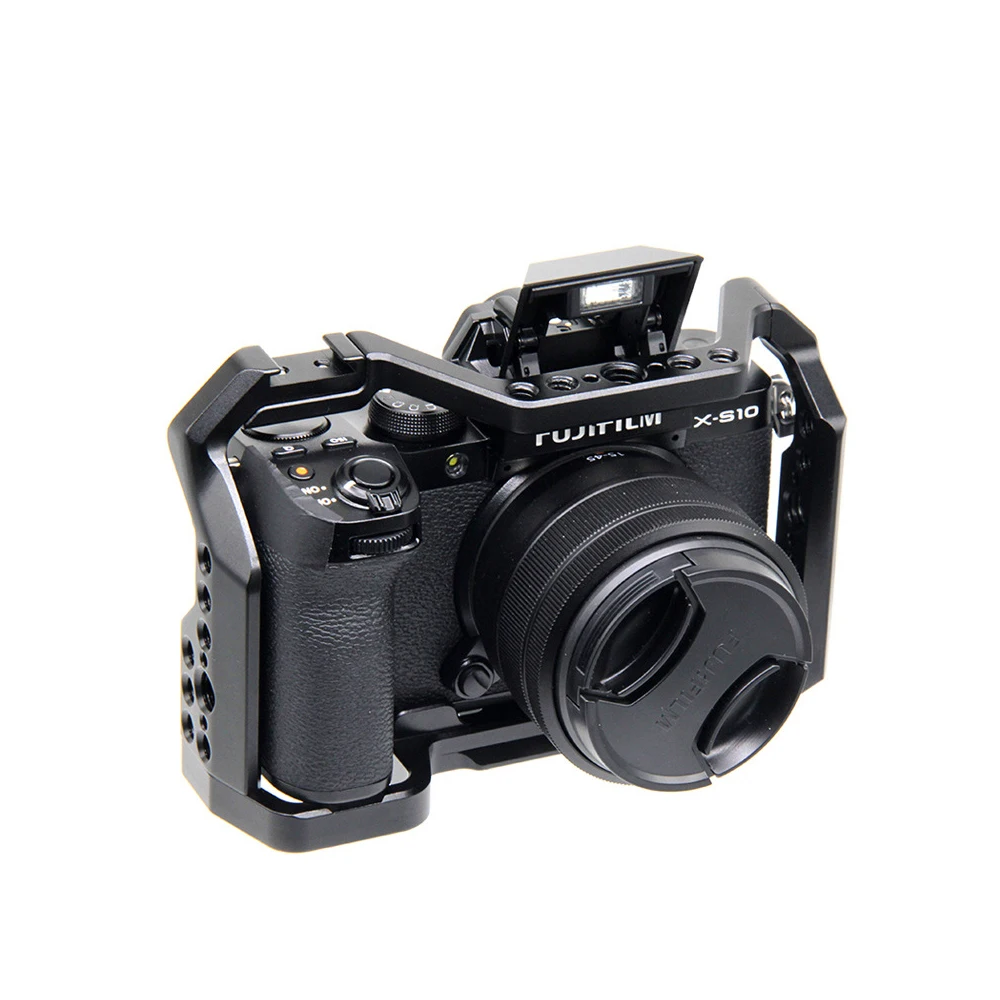X-S10 카메라 리그 금속 케이지, FUJIFILM X-S10 폼 피팅 풀 케이지, 손잡이가 있는 콜드 슈 마운트, 많은 1/4 인치 스레드 구멍, XS10